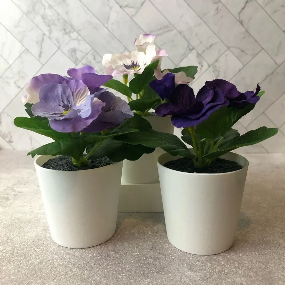 IKEA FEJKA Artificial Potted Plant Set – Pansy Flower Mix (Set of 3)